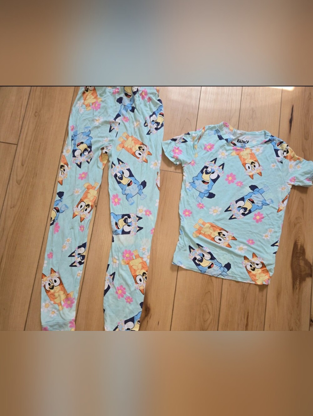 Blue Kids Cartoon Dog Pajama Set - Short Sleeve Top & Pants